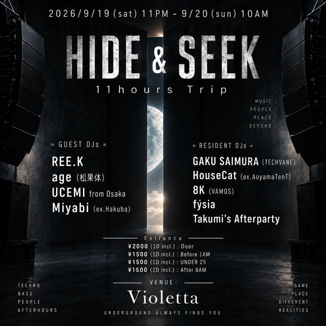 Flyer for HIDE & SEEK 11hours Trip at Violetta